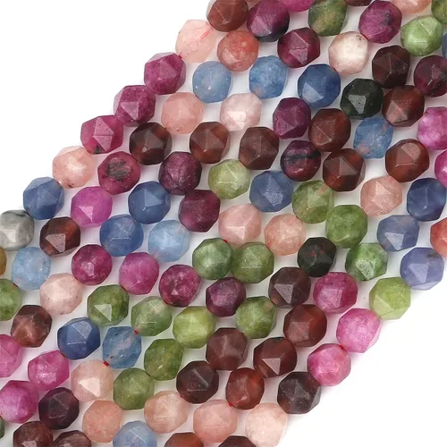 Vista 19 de BEADIA Cuentas redondas de facetas de piedra natural de amazonita de 6 mm para hacer joyas, tira de 36 cm