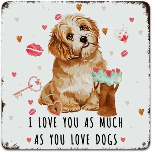 Vista 14 de Wall Decor Metal Sign Love Mails French Bulldog Sign I Love You As Much As You Love Dog Retro Street Hanging Sign Saint Valentine's Day Metal Plaque