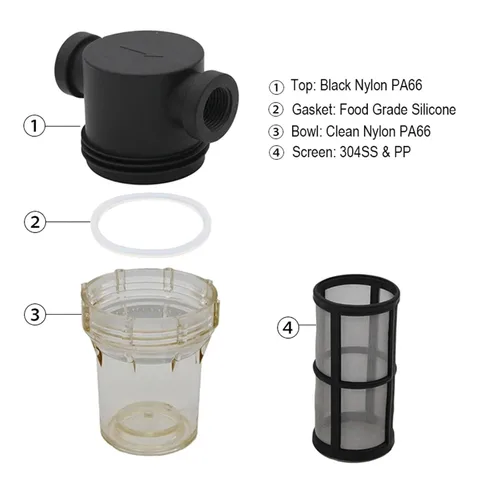 Vista 3 de Inline Filter for Home Brewing 150 100 mesh Water & Beer Filtering(C 6mm Hose Barb)