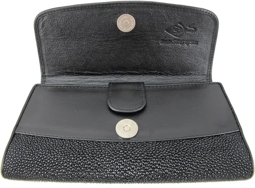 Vista 3 de Cartera de embrague triple de piel de Stingray genuino para mujer