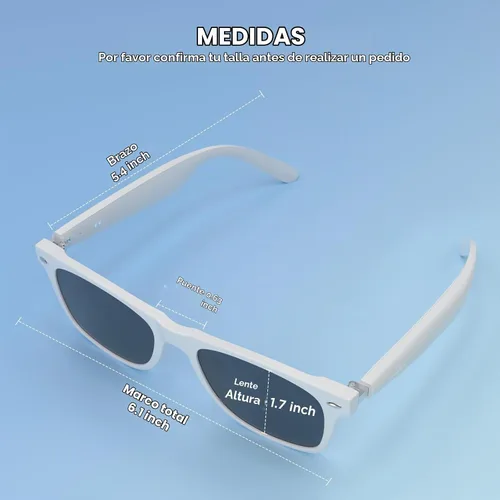 Vista 6 de Lentes inteligentes de audio Bluetooth, control táctil, llamadas manos libres, micrófono y altavoces de sonido de oído abierto, carga magnética