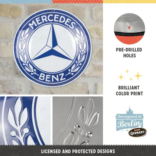 Vista 3 de Nostalgic-Art Cartel de hojalata retro, Ø 13.7", Mercedes-Benz – Logo – Idea de regalo para los fanáticos de Mercedes-Benz, producto