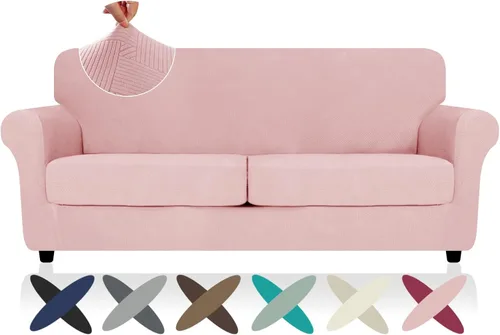 Vista 43 de ZNSAYOTX 2026 Funda de silla a rayas de 2 piezas (79 cm - 117 cm), funda de sillón elástica gruesa con banda elástica antideslizante y lazos