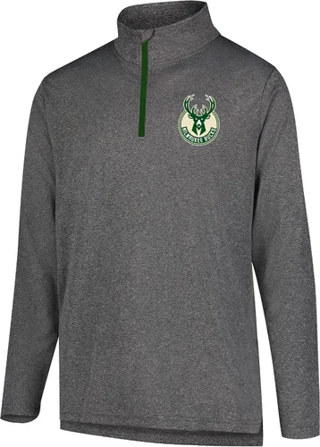 Vista 46 de Ultra Game Camiseta oficial de la NBA de manga larga con cremallera corta para hombre Gris Caliente Carbón
