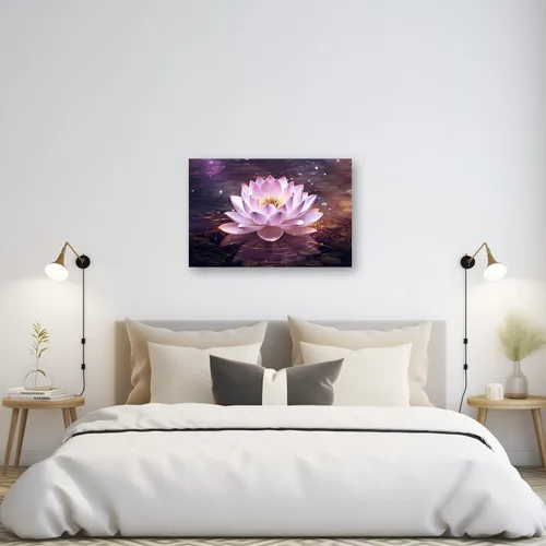 Vista 5 de CXHOSTENT Lienzo decorativo de flor de loto para pared, cuadros zen, decoración de pared, pintura floral rosa, meditación, espíritu, baño, yoga