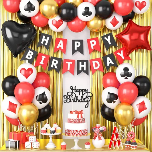 Vista 14 de Decoraciones de cumpleaños azul marino y negro para hombres, globo de confeti negro y azul con pancarta de "Happy Birthday", cortinas con flecos