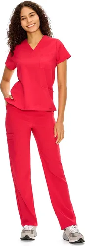 Vista 38 de COZYFIT Scrubs for Women Set - V-Neck & Straight Leg Pants with 9 Pockets Negro