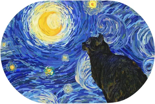 Vista 7 de Tapete de baño con diseño de galaxia para gatos, tierra de diatomeas, súper absorbente, antideslizante, de secado rápido, tapete de baño o cocina
