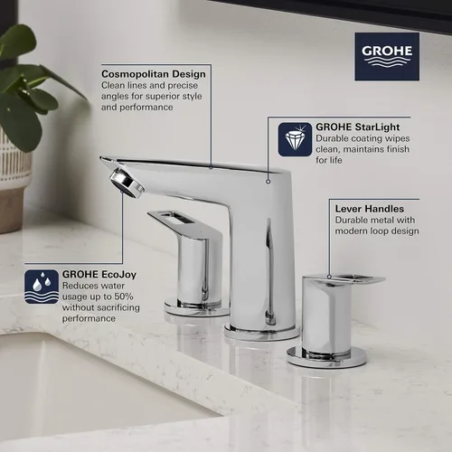 Vista 3 de GROHE 20225001 Bauloop, grifo de baño de tamaño M de 2 manijas de 8 pulgadas, 1.2 GPM, cromado