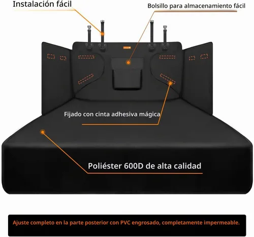 Vista 3 de Alfheim Forro de Carga para Perros, Forro de Maletero para Mascotas Antideslizante e Impermeable con Protector de Solapa del Parachoques, Alfombra
