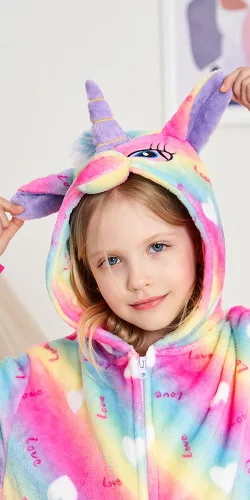 Vista 6 de Kids Unicorn Onesie Animal Pajamas Halloween Cosplay Costume Sleepwear Gift for Girls