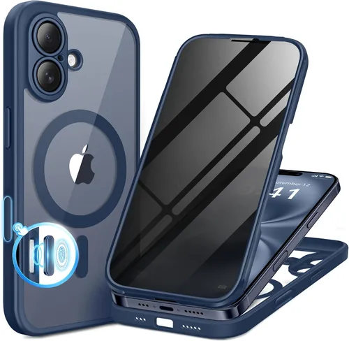 Vista 91 de BERFY Funda para iPhone 17 Pro Max, compatible con MagSafe, protector de pantalla de vidrio integrado, protección de cámara, funda de cuerpo