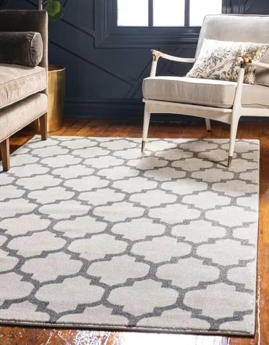 Vista 90 de Unique Loom Trellis Collection - Alfombra de área de Filadelfia, rectangular de 2 pies 2 pulgadas x 3 pies, color morado y marfil