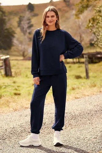 Vista 80 de Prettygarden - Conjunto de pijama de dos piezas para mujer, diseño de teñido anudado, sudadera informal de manga larga con pantalones largos, ropa