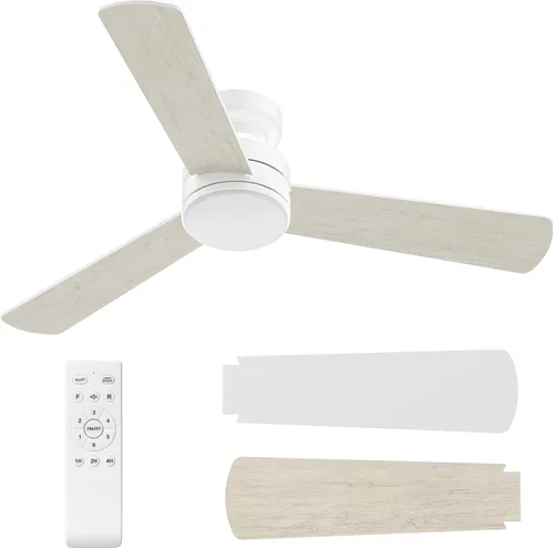 Vista 11 de Ventiladores de techo con luces, ventilador de techo moderno de perfil bajo de 42 pulgadas con luz y control remoto, 3CCT, motor CC reversible de 6