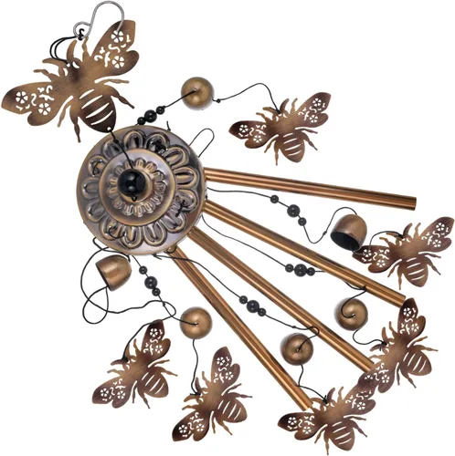 Vista 3 de Campanillas de viento de bronce con abejas para exterior/interior/jardín/hogar/balcón/césped/árbol/patio/decoración de jardín, atrapavientos retro