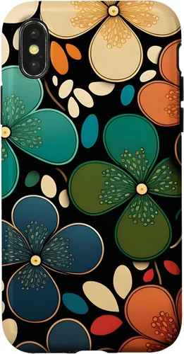 Vista 4 de iPhone 15 patrón floral Murakami colorido patrón caso