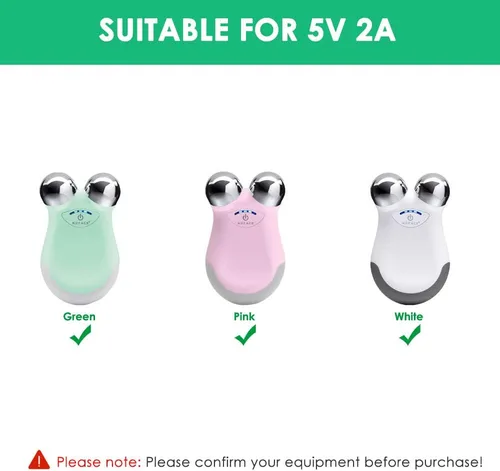 Vista 2 de Mrgru Adaptador de cargador de 5 V y cable para dispositivo de tonificación facial compatible con NuFACE Mini dispositivo de tonificación facial
