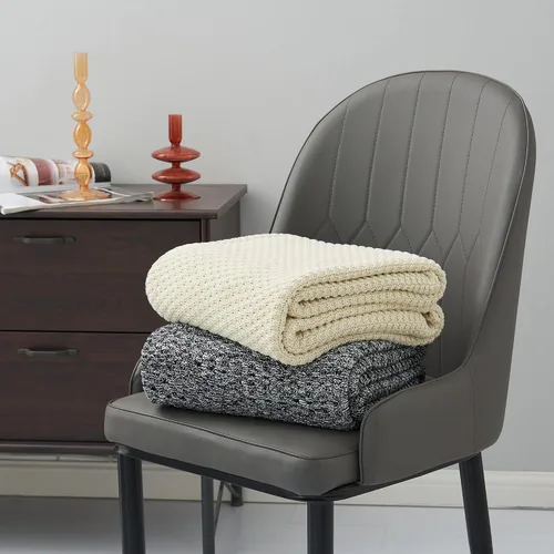 Vista 6 de Longhui bedding - Manta de punto negra para sofá, suave, acogedora, lavable a máquina, 100% algodón, manta de sofá, pesada, de 2.5 libras, bolsa