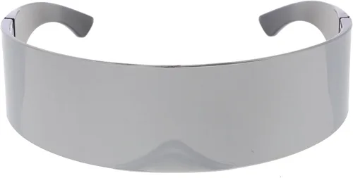 Vista 15 de zeroUV - 80s Futuristic Cyclops Cyberpunk Visor Sunglasses with Semi Translucent Mirrored Lens Shield Sunglasses