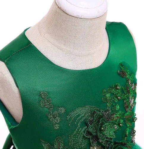 Vista 7 de Vestido formal para niña de flores, vestido formal para fiesta de cumpleaños, boda, bordado floral, vestidos de satén de tul para niños de 2 a 12