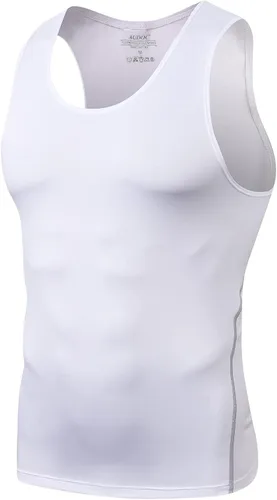 Vista 21 de Audoc Camiseta de compresión para hombre, paquete de 3 unidades, color negro, camiseta sin mangas de compresión atlética