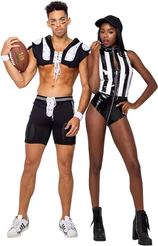 Vista 3 de Roma Disfraz de fútbol de 3 piezas para hombre Touchdown Hunk Mediano Negro
