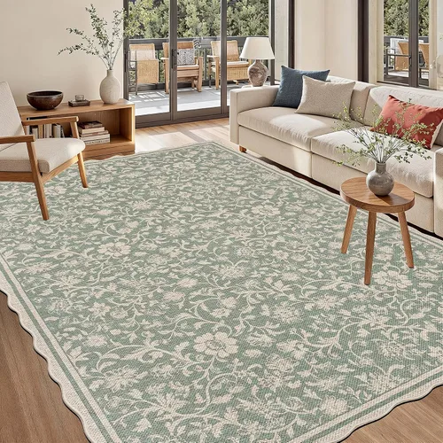 Vista 10 de ORTIGIA Alfombra festoneada de yute fácil de 3 x 5 pulgadas, color negro
