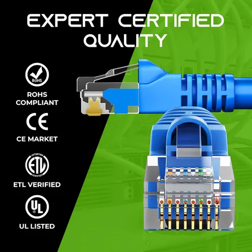 Vista 5 de GearIT Paquete de 20 cables de conexión Ethernet Cat5e de 7 pies, cable de red LAN RJ45 sin enganches, color azul