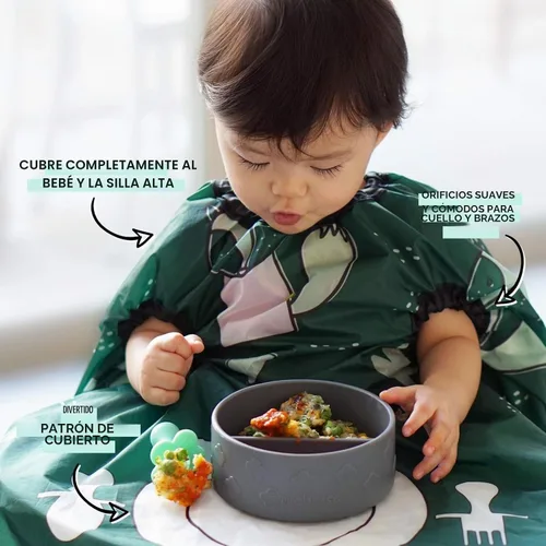 Vista 2 de grabease Allover Waterproof Bib for Self-Feeding Infants and Toddlers, Machine Washable, Ages 6-24 Months Verde bosque