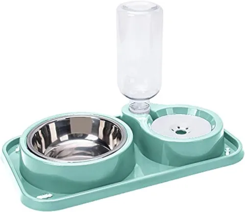 Vista 8 de Love Dream Cuencos dobles para perros y gatos, juego de cuencos de agua y alimentos 2 en 1 con dispensador automático de agua por gravedad, tazón
