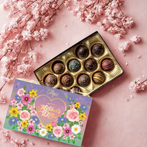 Vista 5 de Caja de regalo de chocolate para el día de la madre, caja de regalo surtida de trufas gourmet, regalos elegantes para el día de la madre para mamá