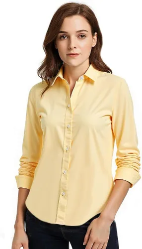 Vista 15 de Jandukar Camisas de manga larga con botones para mujer, camisas de traje para mujer