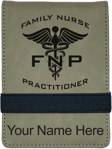 Vista 9 de Mini bloc de notas, FNP Family Nurse Practicer, grabado personalizado incluido (negro con dorado)