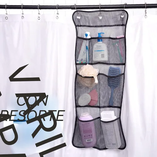 Vista 5 de S&T INC. Organizador de ducha, organizador de ducha o organizador de baño con malla de secado rápido, 7 bolsillos para guardar champú, jabón