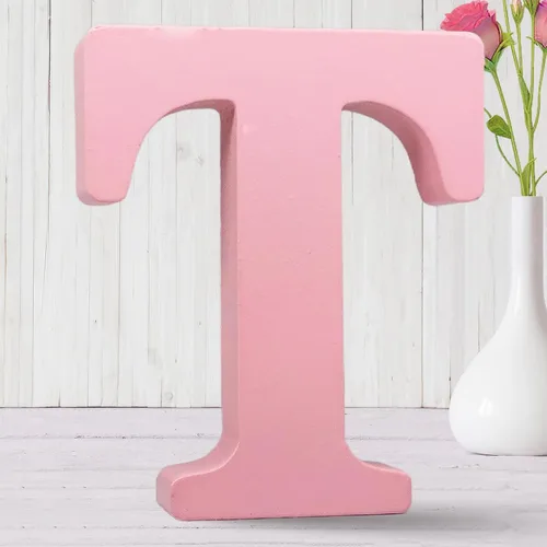 Vista 23 de AOCEAN Letras de madera rosa de 8 pulgadas, letras de madera sin terminar para decoración de pared, letras decorativas de pie, tablero