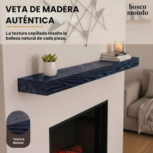 Vista 5 de BoscoMondo Estante de Repisa de Chimenea de Madera Maciza, Repisa Flotante para Sala de Estar, Repisa de Chimenea de Madera Rústica Estilo Granja