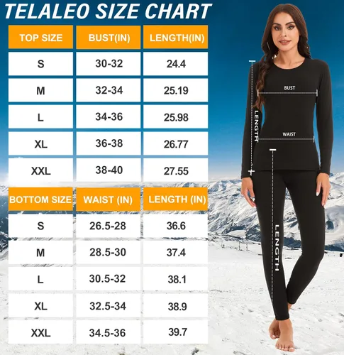 Vista 7 de TELALEO 1 o 2 conjuntos de ropa interior térmica para mujer, pantalones largos de doble cara con forro polar de doble cara, capa base superior e