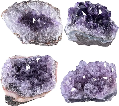 Vista 4 de Espécimen de geoda de cuarzo de amatista natural de 0.4-0.6 libras para decoración de oficina en casa, brujería, Feng Shui, regalo de negocios
