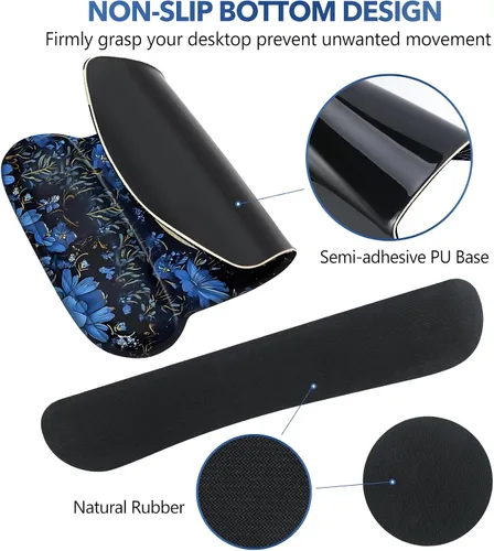 Vista 7 de AIMSA Alfombrilla de mouse con reposamuñecas, juego de alfombrillas de mouse con soporte de muñeca de gato negro, alfombrilla ergonómica con base
