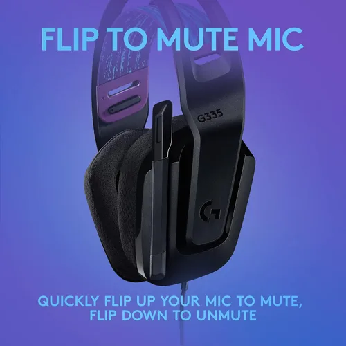 Vista 5 de Logitech G335 - Auriculares con cable para videojuegos, micrófono abatible, conector de audio de 3.5 mm, almohadillas de espuma viscoelástica