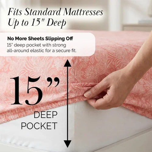 Vista 14 de Southshore Fine Living, Inc. Colección Winter Brush, juego de sábanas de 3 piezas para cama individual, sábana bajera con bolsillo profundo de 14