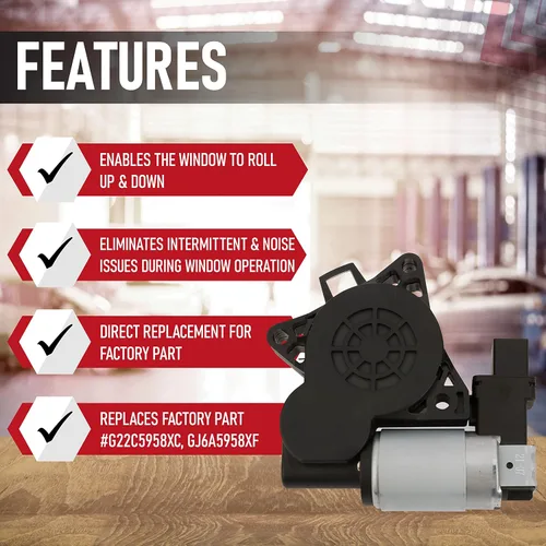 Vista 2 de Motor Elevalunas Eléctrico Delantero Izquierdo - Compatible con Mazda - 3, 5, 6, 3 Sport, CX-7, CX-9, RX-8 - Reemplaza G22C5958XC, GJ6A5958XF