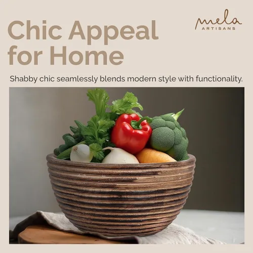 Vista 6 de Mela Artisans Tazón de madera de mango para servir, quemado oscuro, 9 pulgadas Frutero decorativo multiusos para ensaladas, aperitivos crujientes