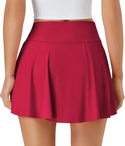 Vista 2 de Falda de tenis para mujer con bolsillos, pantalones cortos cruzados de cintura alta, faldas atléticas para golf, correr, entrenamiento