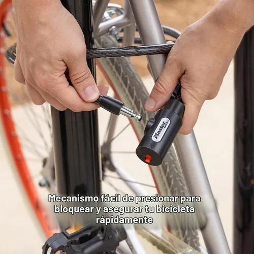 Vista 5 de Master Lock 8364DCC Candado de cable para bicicleta con llave, 1.5 m de largo, Negro