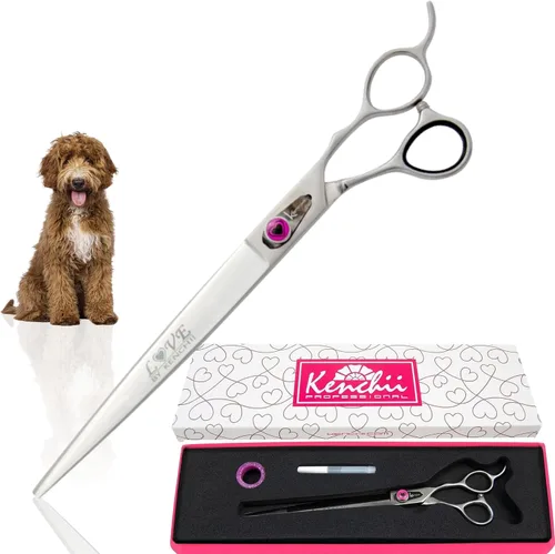Vista 13 de Kenchii Tijeras de aseo para perros Love de 7 pulgadas rectas