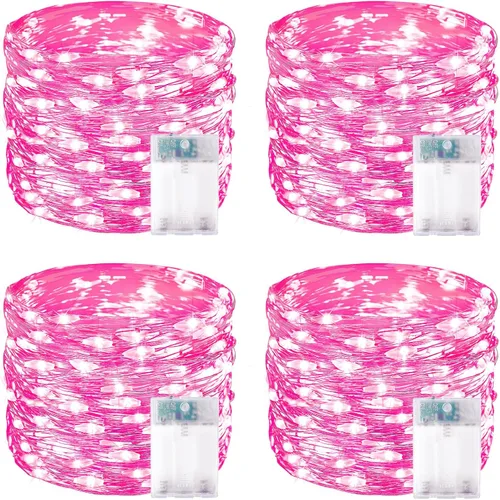 Vista 32 de Serie de luces LED RGB parpadeantes que cambian de color, funciona con pilas, para decoración de interiores y exteriores, con temporizador y control