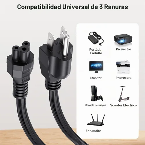 Vista 4 de Cable Matters Paquete de 2 cables de alimentación 16 AWG 13A de 3 clavijas