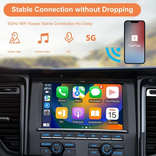 Vista 2 de Adaptador inalámbrico CarPlay para Apple iPhone IOS7+ Convertir con cable a Dongle inalámbrico CarPlay, juego de coche inalámbrico, apto para coche